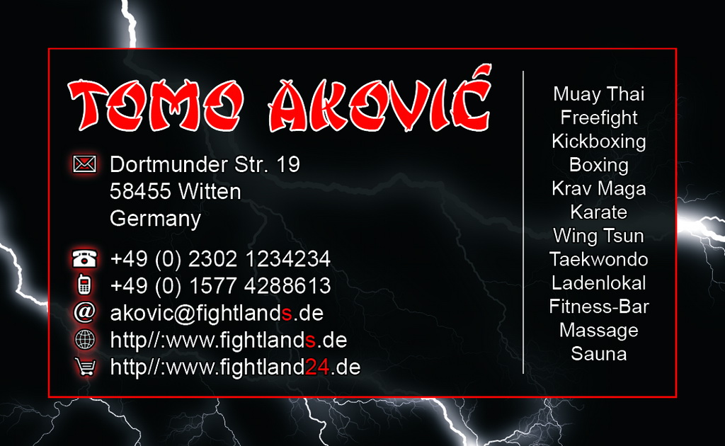 Fightland vCard back